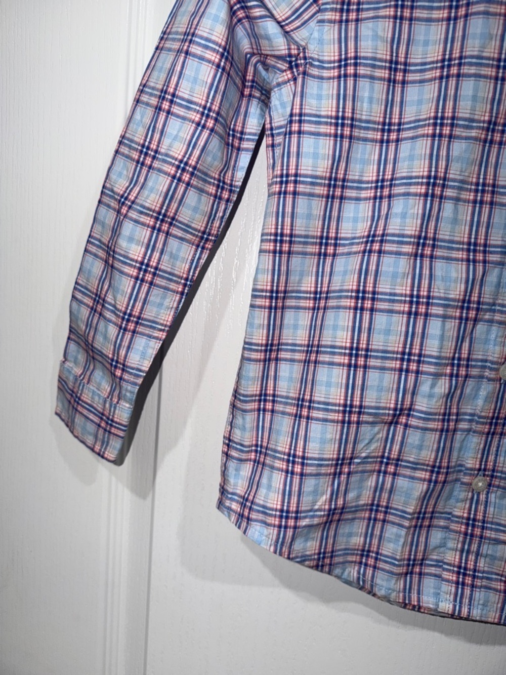 Janie and Jack plaid Button-Down Shirt in Blue, Pink & White size small - Picture 2 of 4